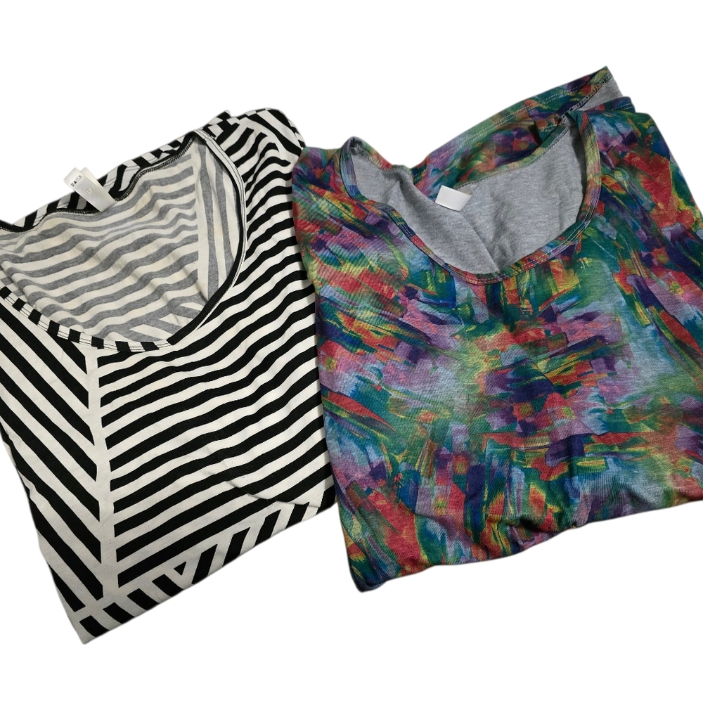 LuLaRoe Striped and Abstract Patterned T-Shirts Long Sleeve 3X